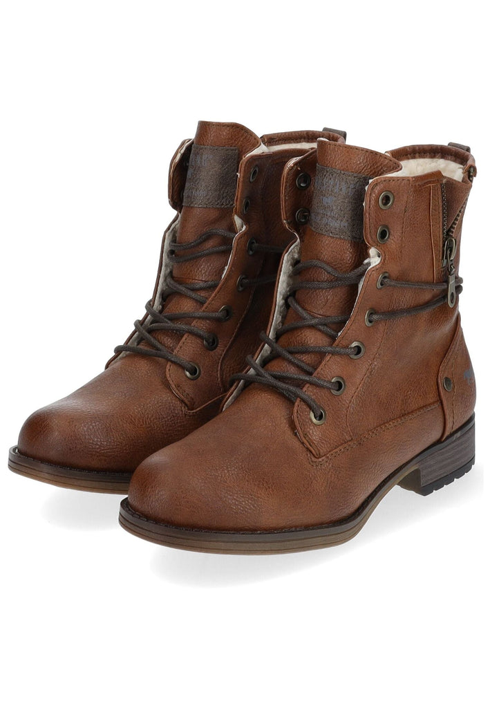 Mustang Stiefelette Lederimitat Cognac Warmfutter