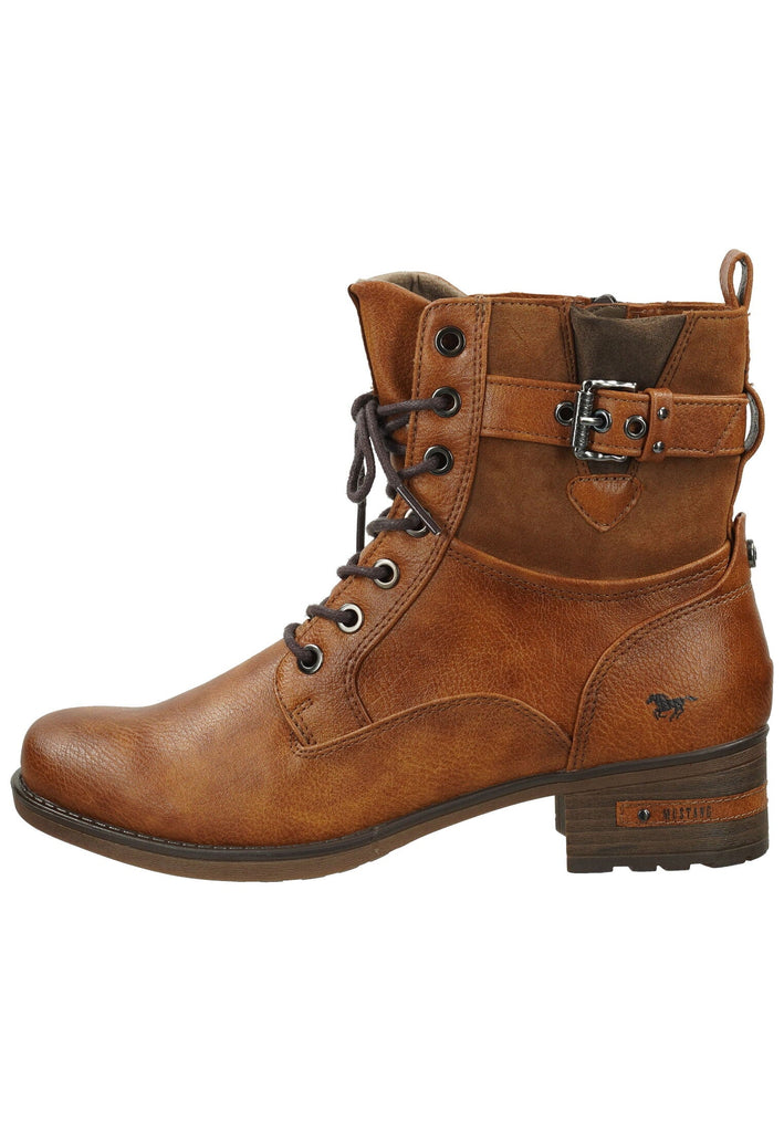Mustang Stiefelette Lederimitat Cognac Warmfutter