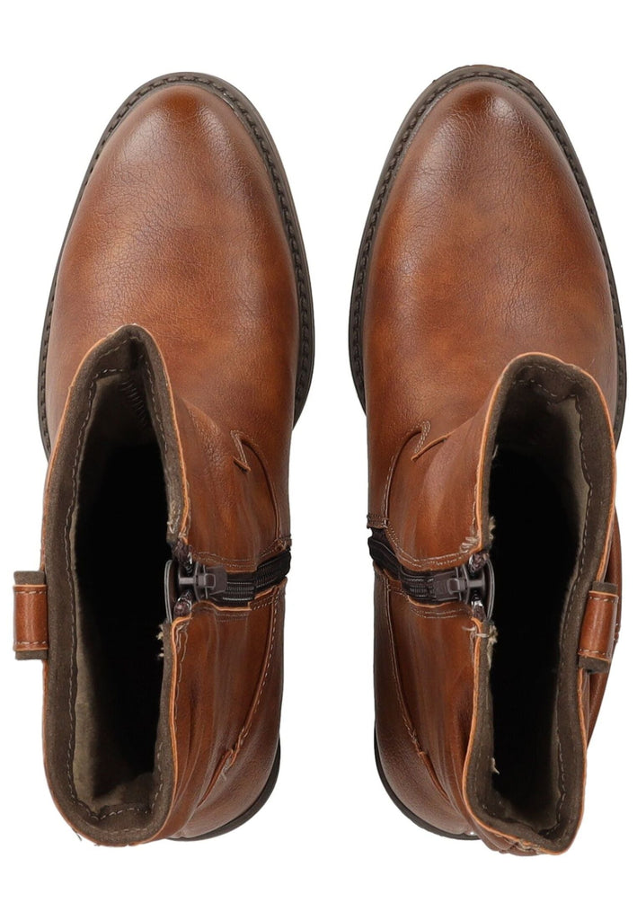 Mustang Stiefelette Lederimitat Cognac Warmfutter