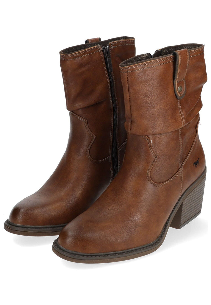 Mustang Stiefelette Lederimitat Cognac Warmfutter