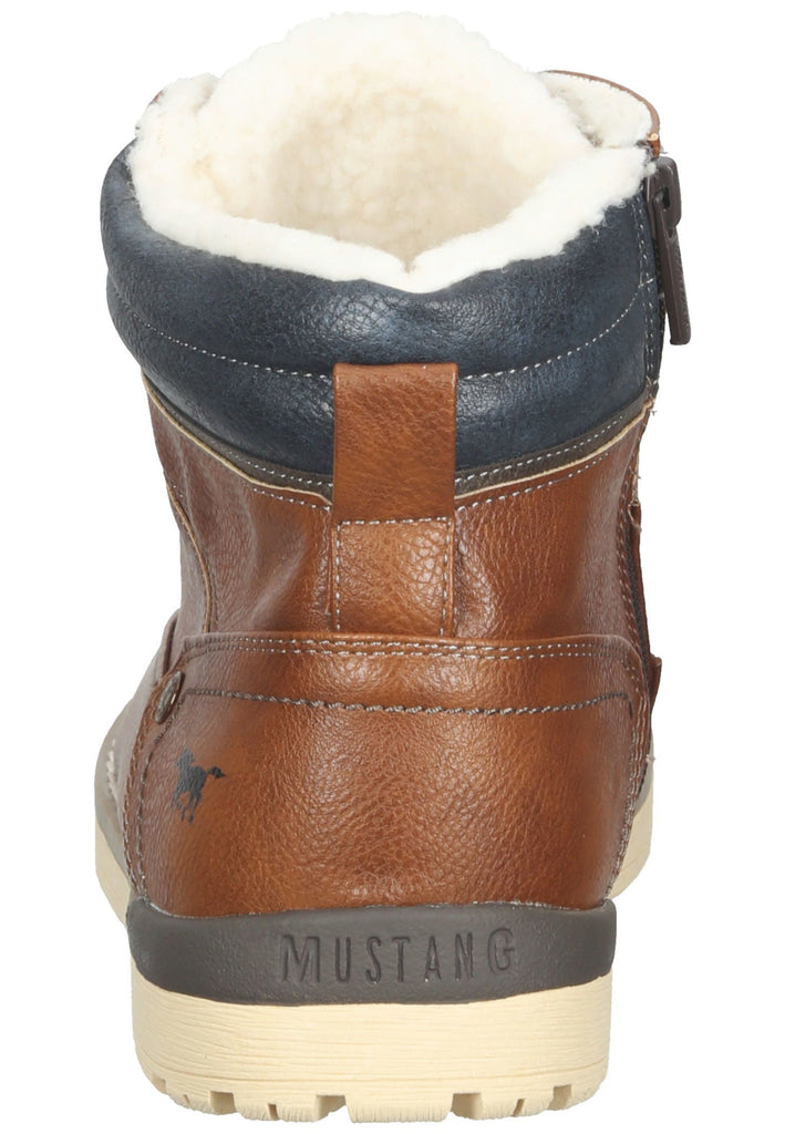 Mustang Stiefelette Lederimitat Cognac Warmfutter