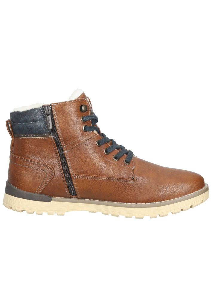Mustang Stiefelette Lederimitat Cognac Warmfutter