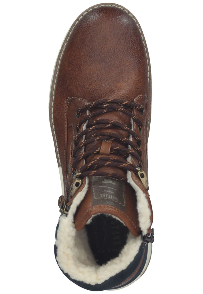 Mustang Stiefelette Lederimitat Cognac Warmfutter
