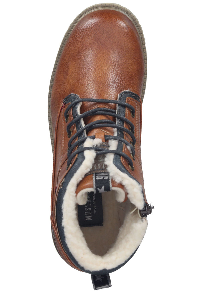 Mustang Stiefelette Lederimitat Cognac Warmfutter