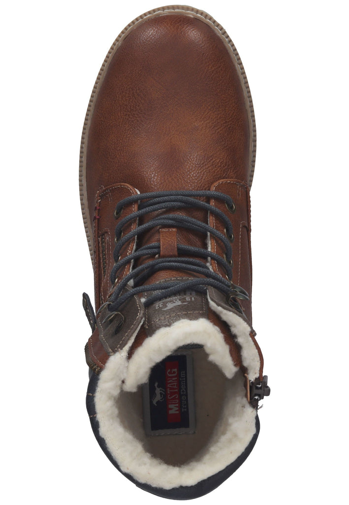 Mustang Stiefelette Lederimitat Cognac Warmfutter