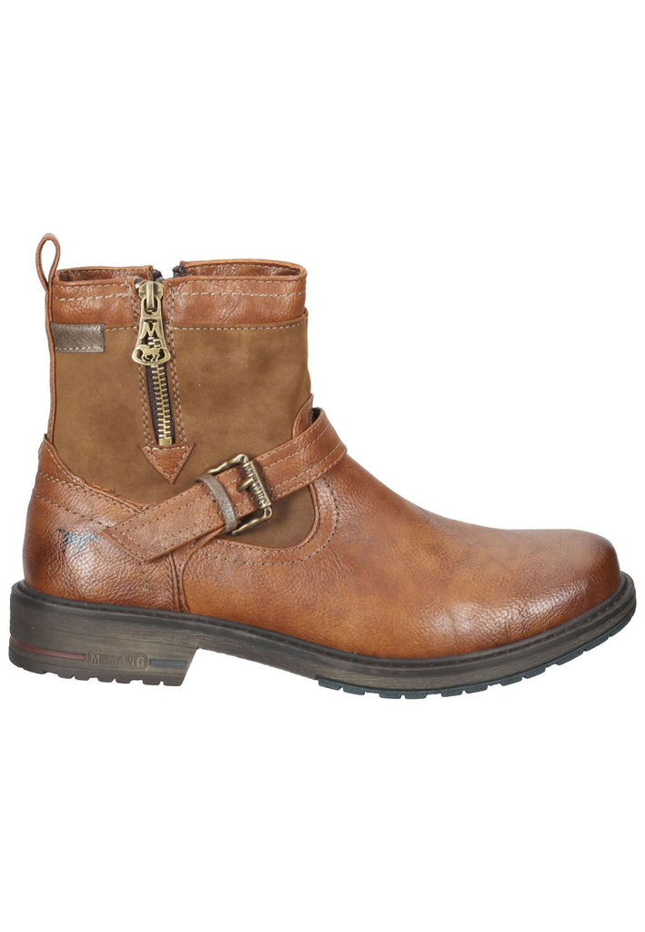 Mustang Stiefelette Lederimitat Cognac Warmfutter