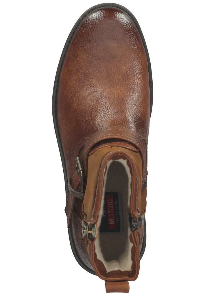 Mustang Stiefelette Lederimitat Cognac Warmfutter