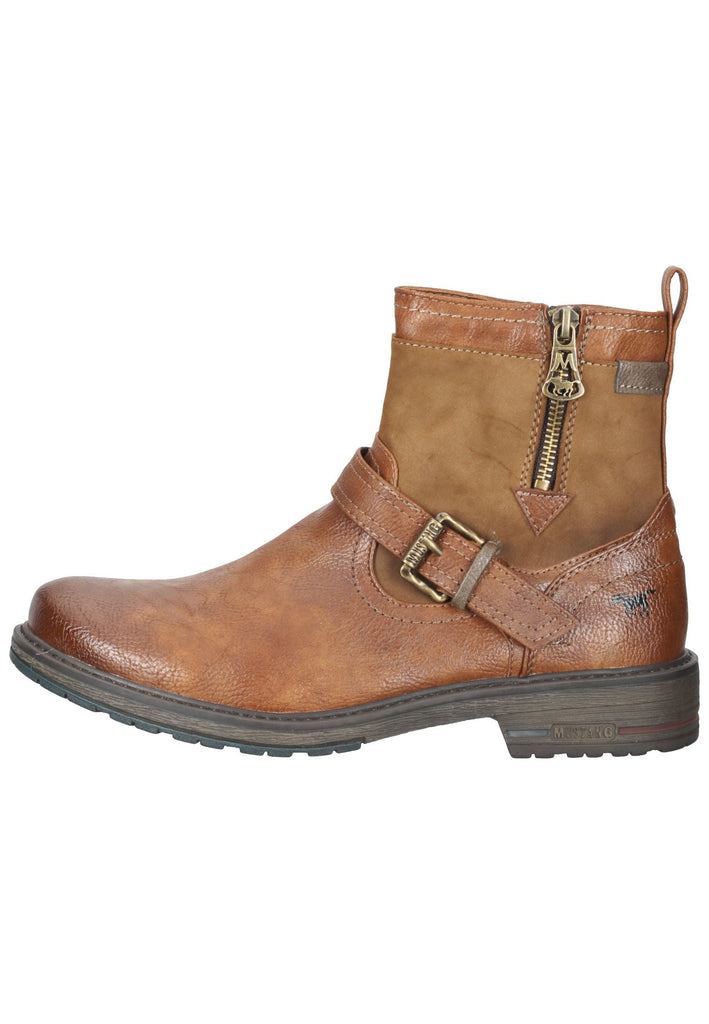 Mustang Stiefelette Lederimitat Cognac Warmfutter