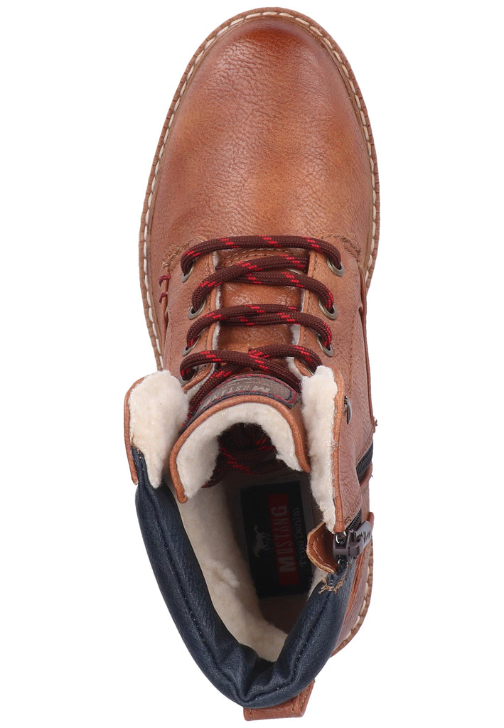 Mustang Stiefelette Lederimitat Cognac Warmfutter