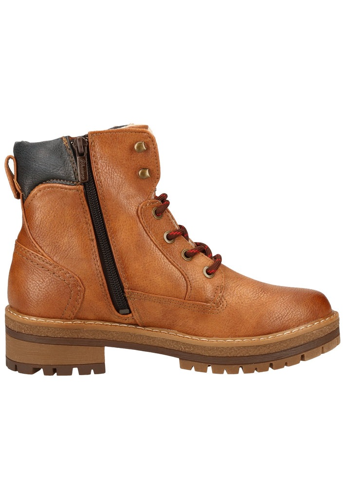 Mustang Stiefelette Lederimitat Cognac Warmfutter