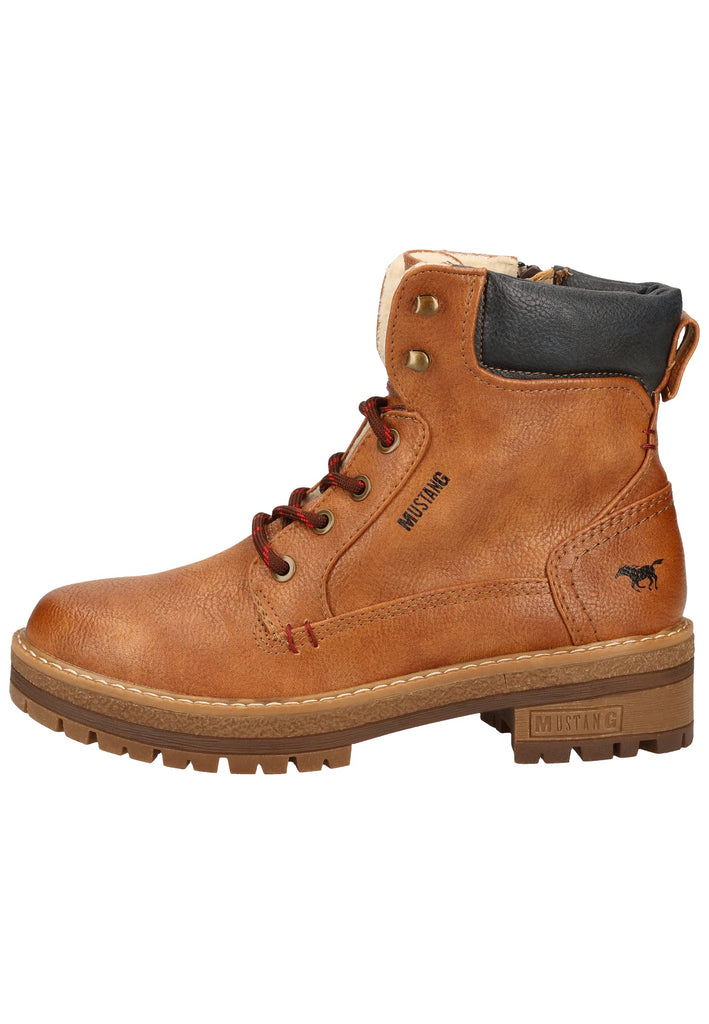 Mustang Stiefelette Lederimitat Cognac Warmfutter