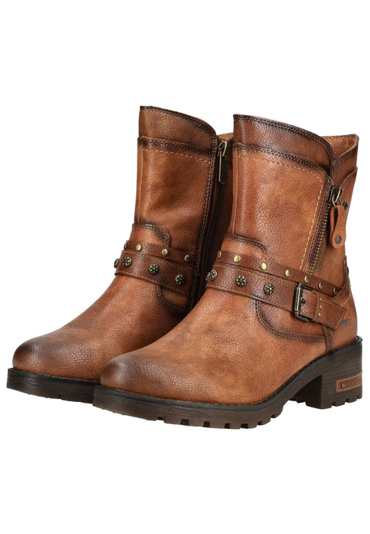 Mustang Stiefelette Lederimitat Cognac Warmfutter