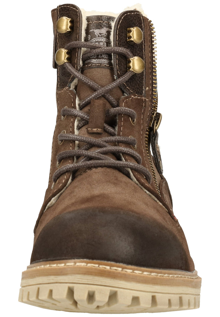 Mustang Stiefelette Lederimitat Dunkelbraun Warmfutter