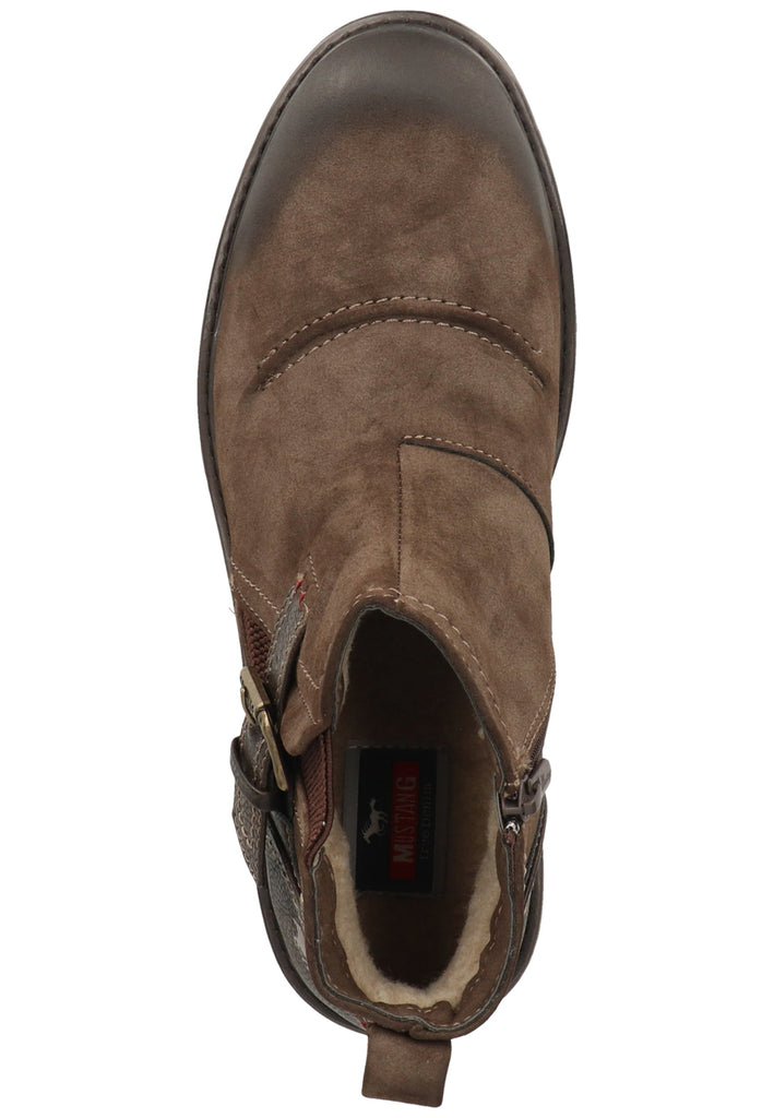 Mustang Stiefelette Lederimitat Dunkelbraun Warmfutter