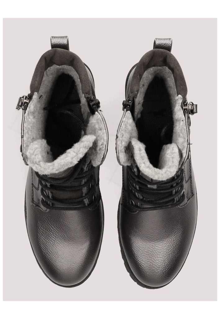 Mustang Stiefelette Lederimitat Dunkelgrau Warmfutter