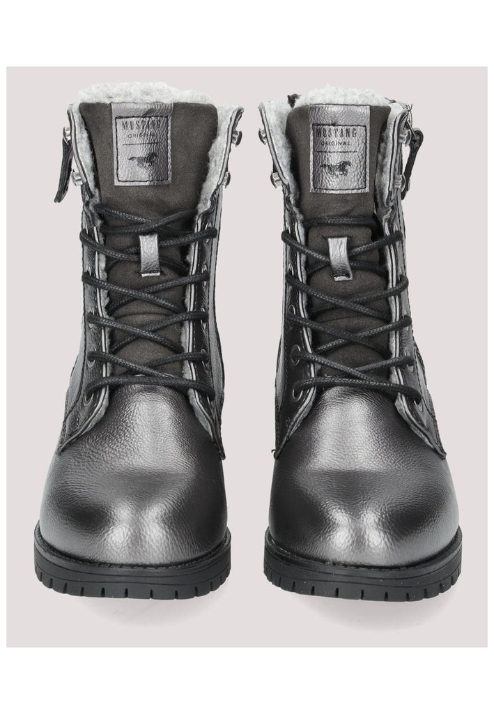 Mustang Stiefelette Lederimitat Dunkelgrau Warmfutter