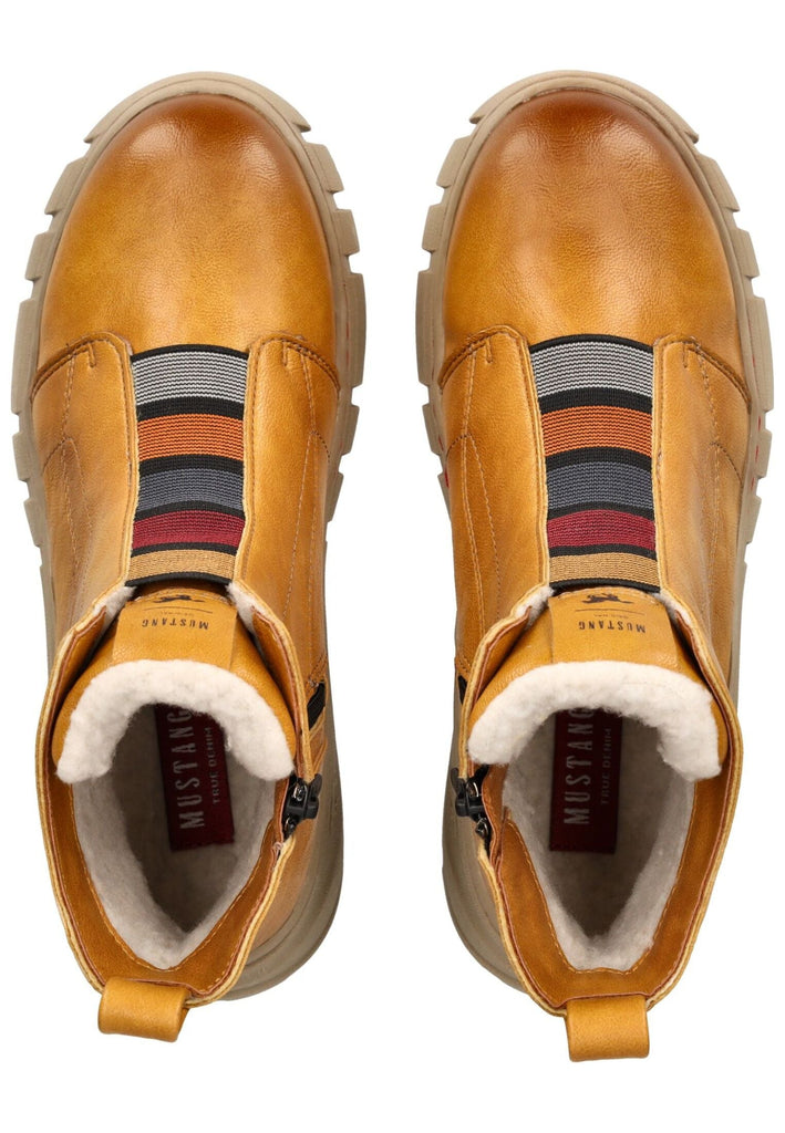 Mustang Stiefelette Lederimitat Gelb Warmfutter