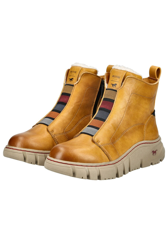 Mustang Stiefelette Lederimitat Gelb Warmfutter