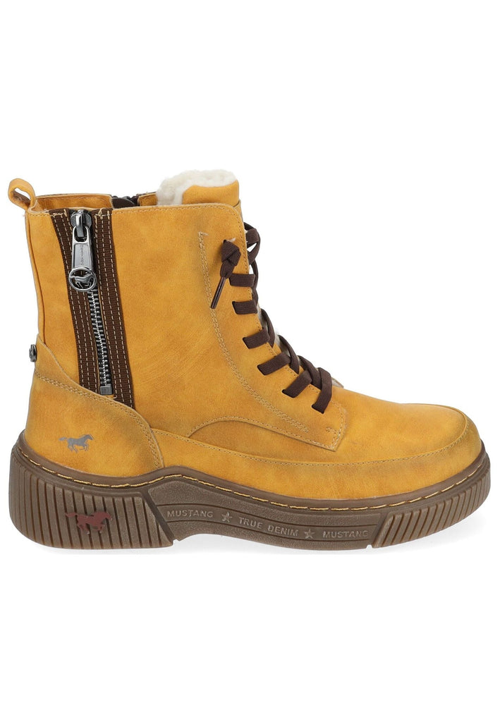 Mustang Stiefelette Lederimitat Gelb Warmfutter