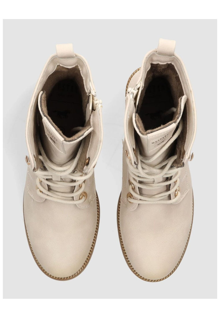 Mustang Stiefelette Lederimitat Ivory Warmfutter