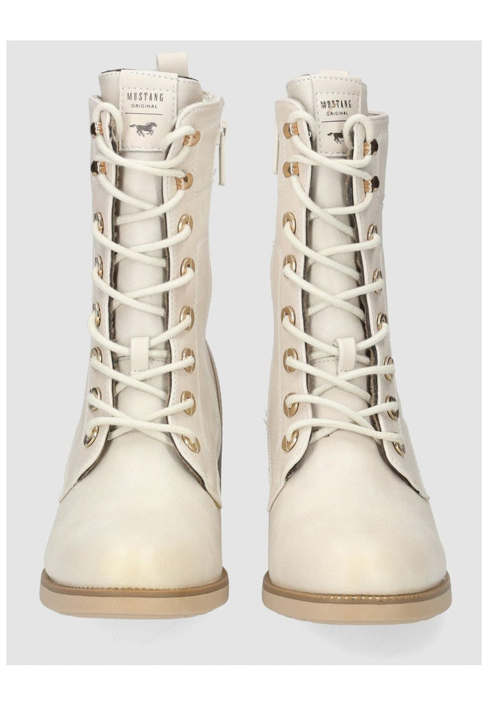 Mustang Stiefelette Lederimitat Ivory Warmfutter