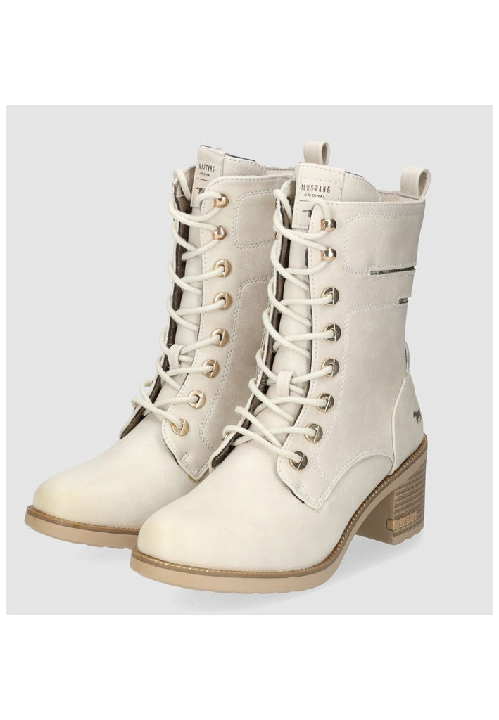 Mustang Stiefelette Lederimitat Ivory Warmfutter
