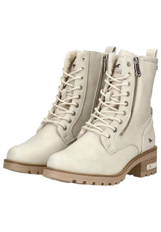Mustang Stiefelette Lederimitat Ivory Warmfutter