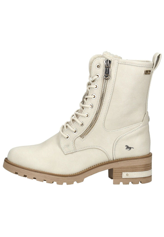 Mustang Stiefelette Lederimitat Ivory Warmfutter