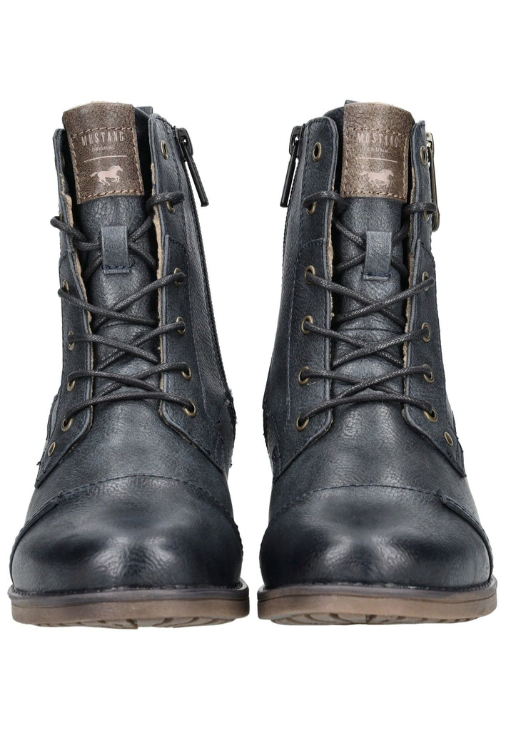 Mustang Stiefelette Lederimitat Navy Warmfutter