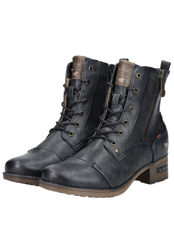 Mustang Stiefelette Lederimitat Navy Warmfutter