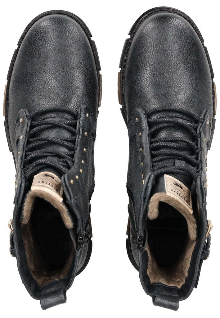 Mustang Stiefelette Lederimitat Navy Warmfutter