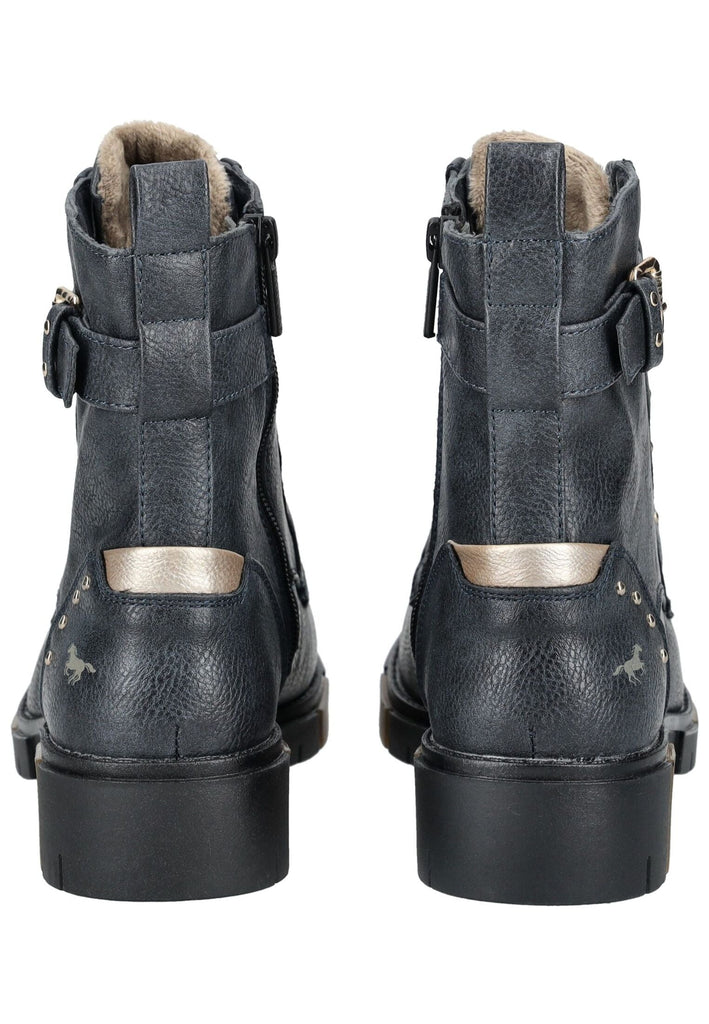 Mustang Stiefelette Lederimitat Navy Warmfutter