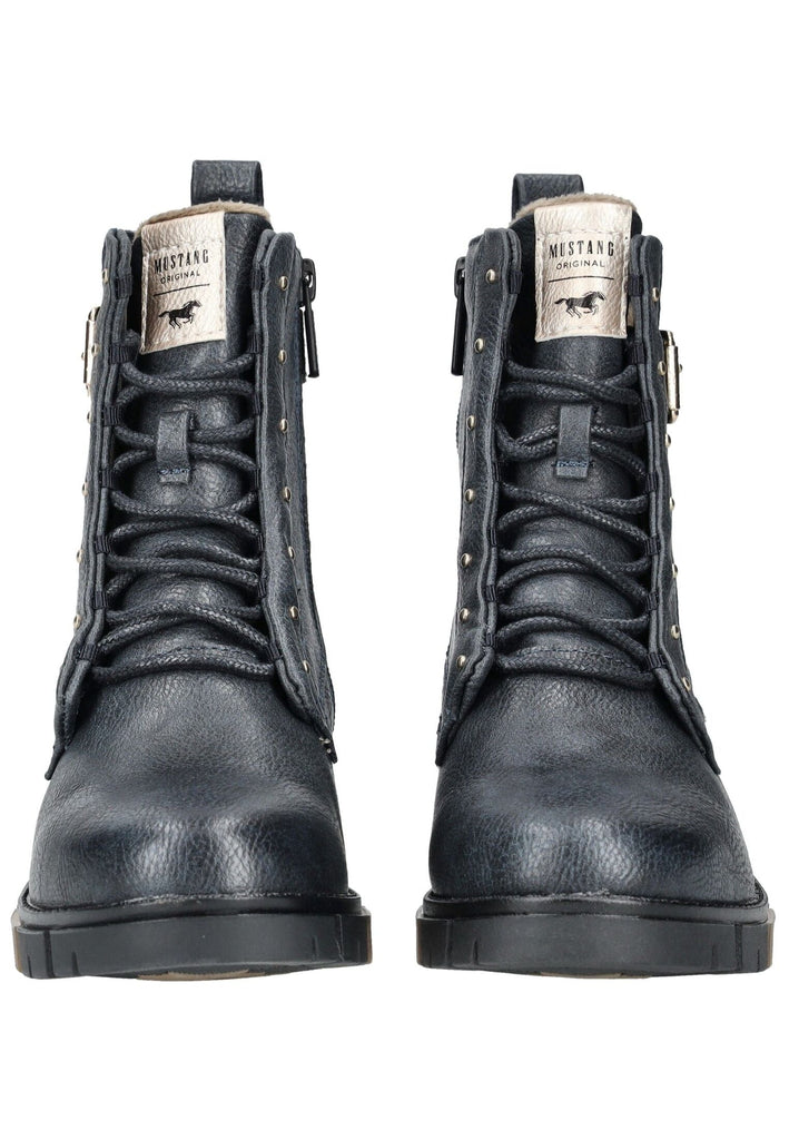 Mustang Stiefelette Lederimitat Navy Warmfutter