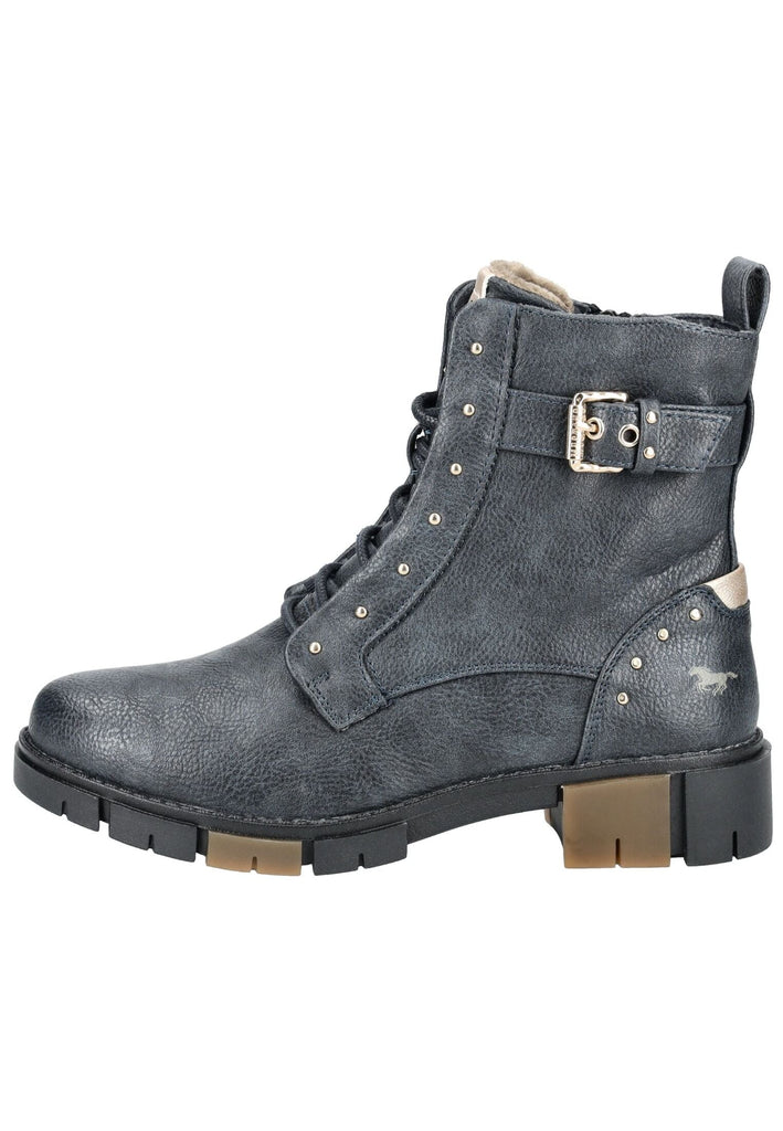 Mustang Stiefelette Lederimitat Navy Warmfutter