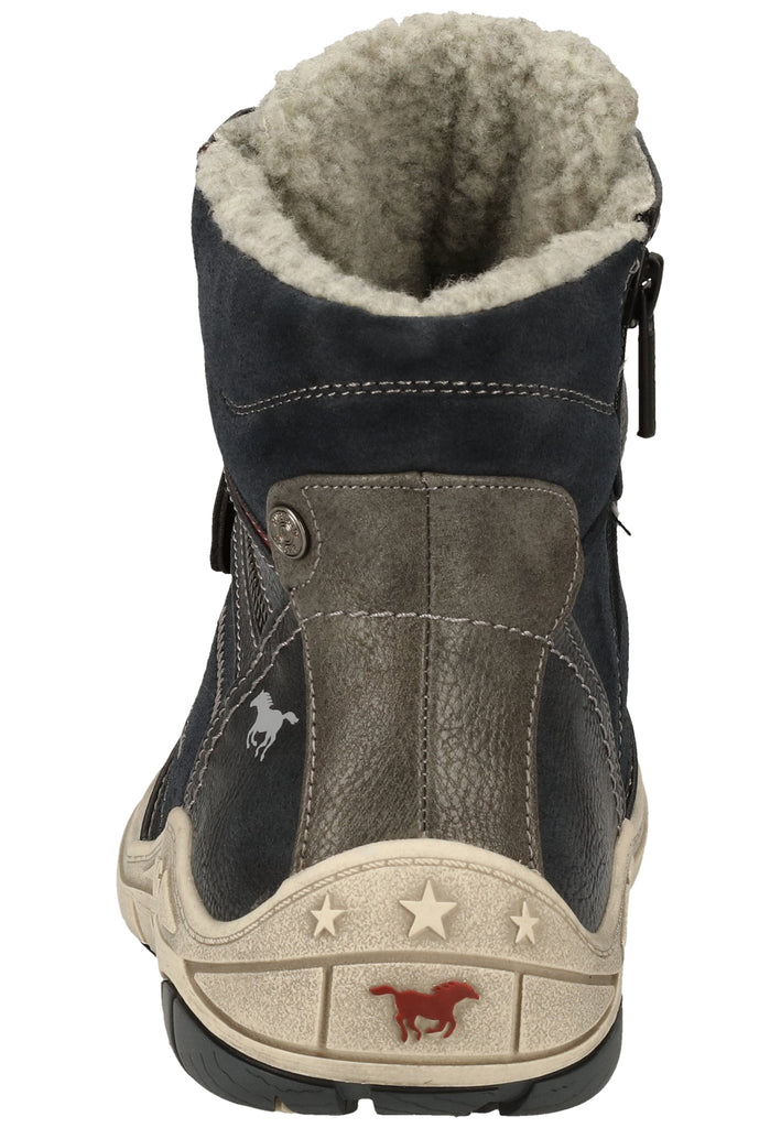 Mustang Stiefelette Lederimitat Navy Warmfutter