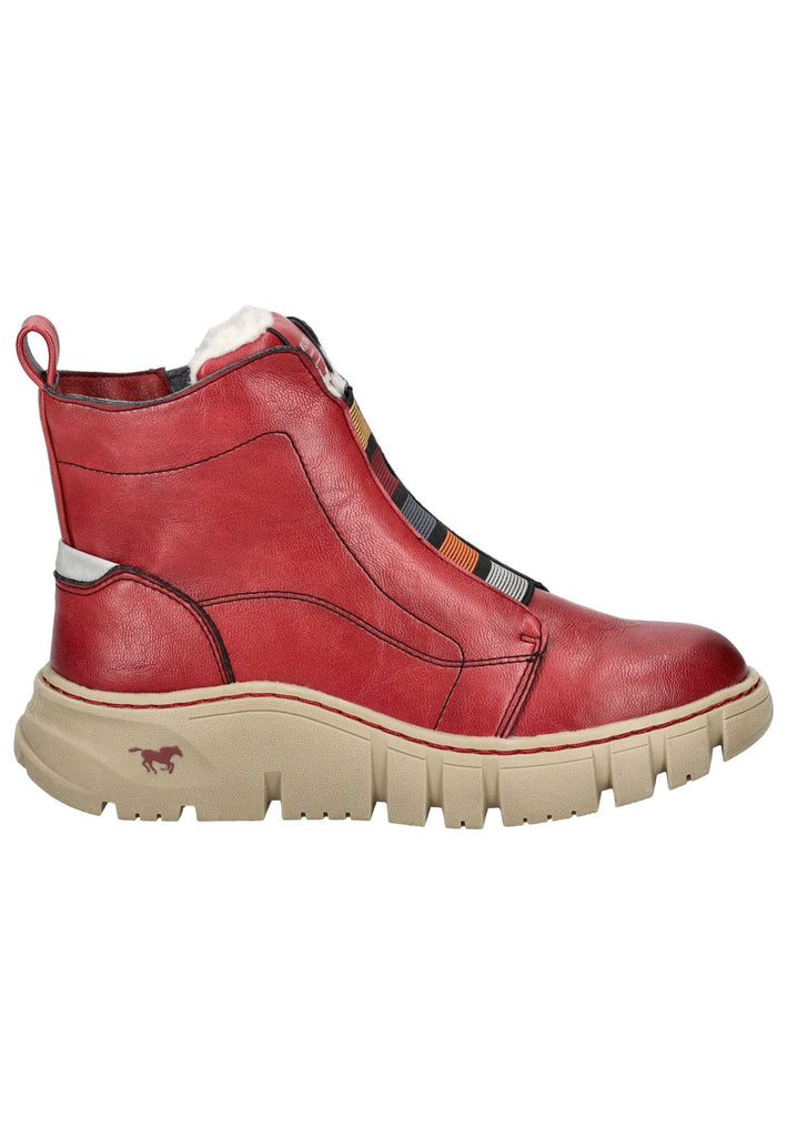 Mustang Stiefelette Lederimitat Rot Warmfutter