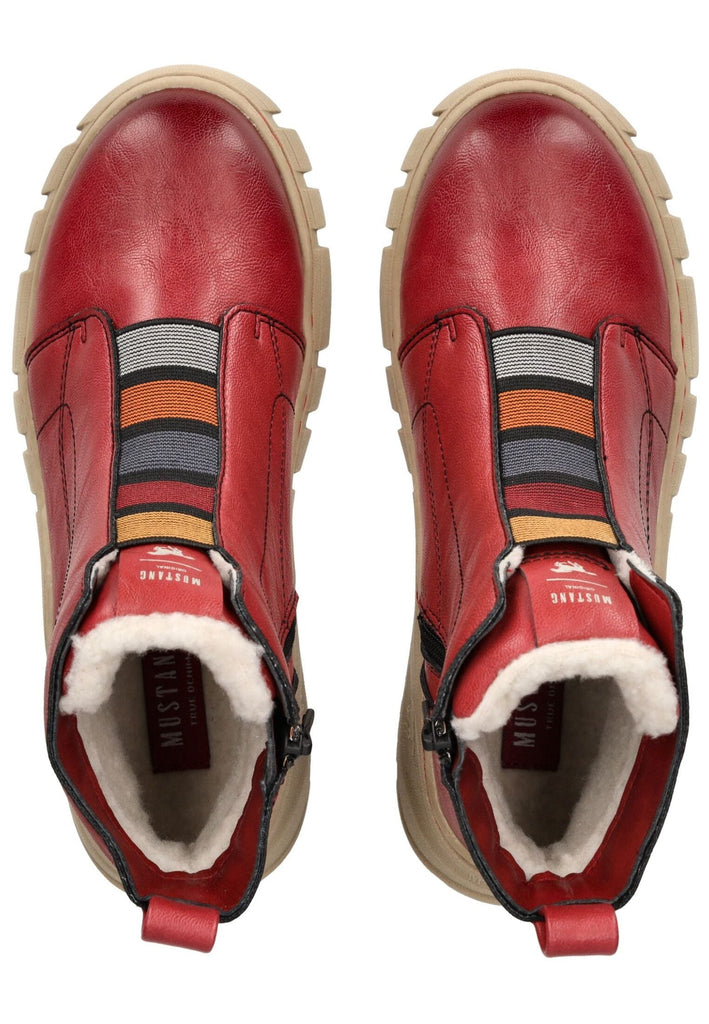 Mustang Stiefelette Lederimitat Rot Warmfutter