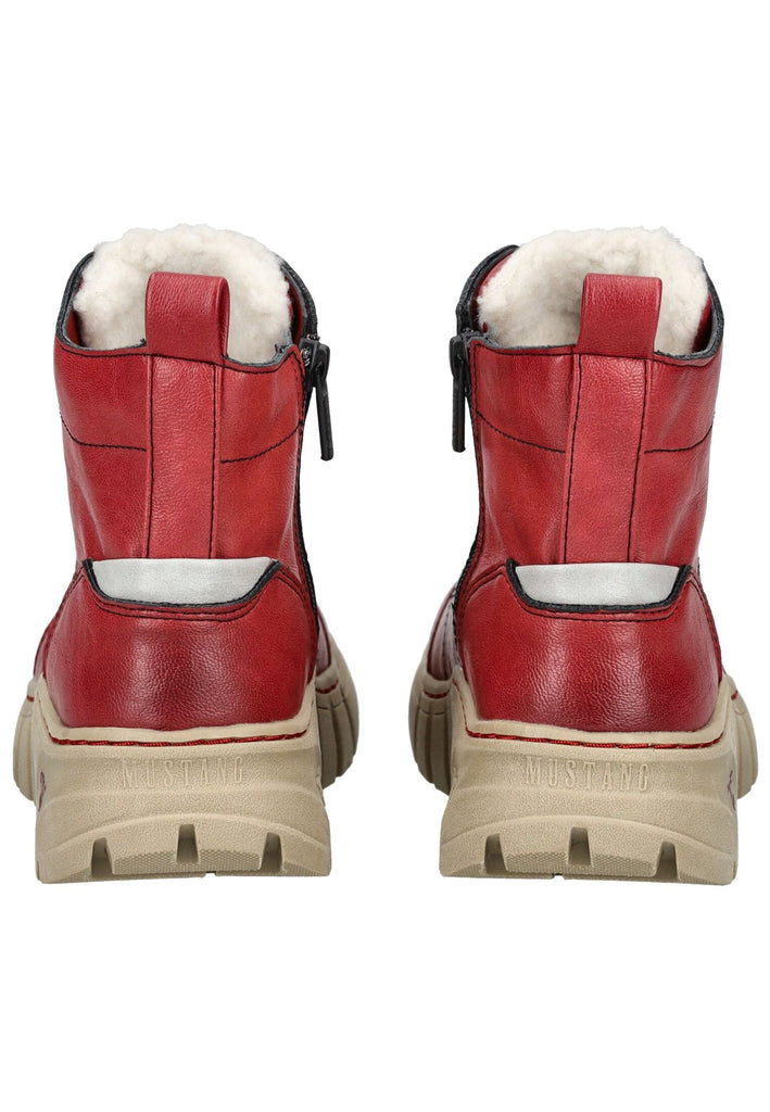 Mustang Stiefelette Lederimitat Rot Warmfutter