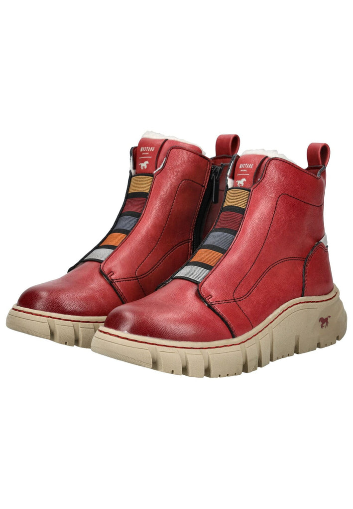 Mustang Stiefelette Lederimitat Rot Warmfutter