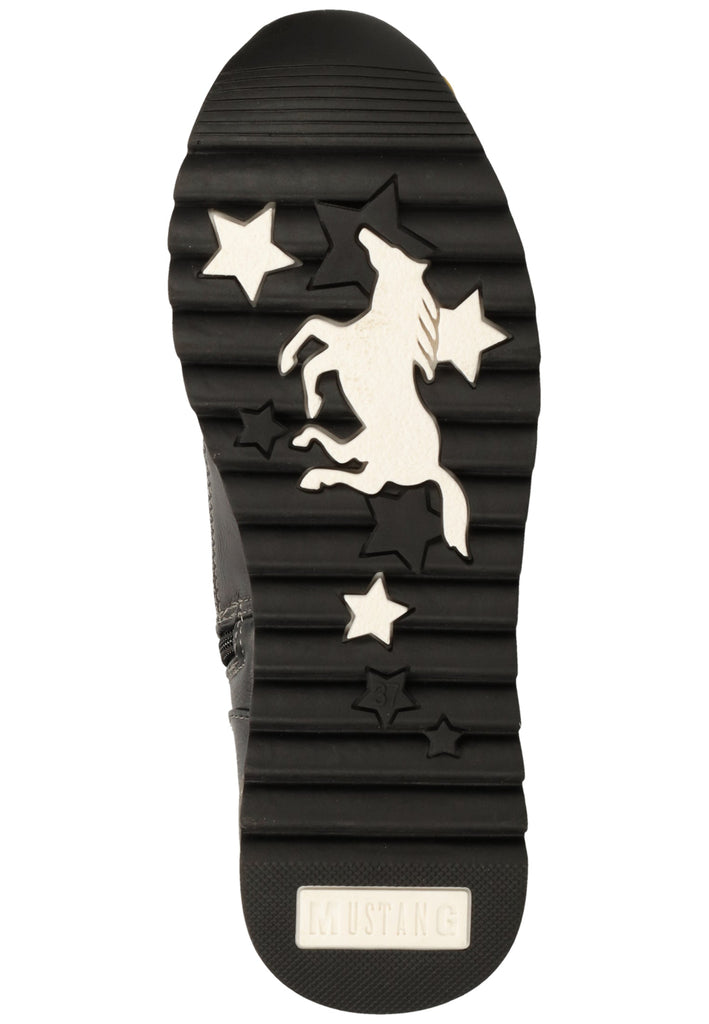 Mustang Stiefelette Lederimitat Schwarz/Gelb Warmfutter