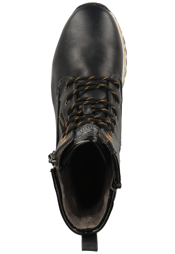 Mustang Stiefelette Lederimitat Schwarz/Gelb Warmfutter
