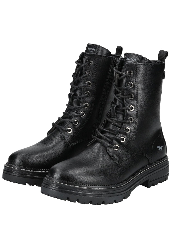 Mustang Stiefelette Lederimitat Schwarz Warmfutter