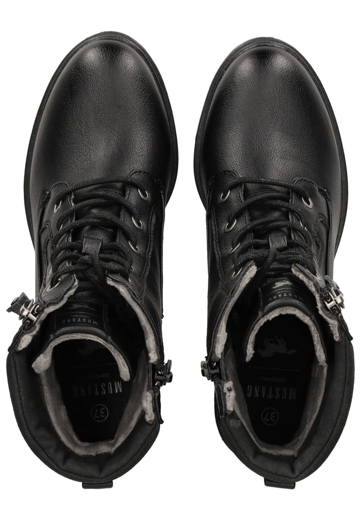 Mustang Stiefelette Lederimitat Schwarz Warmfutter