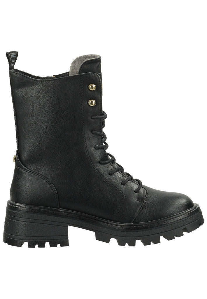 Mustang Stiefelette Lederimitat Schwarz Warmfutter