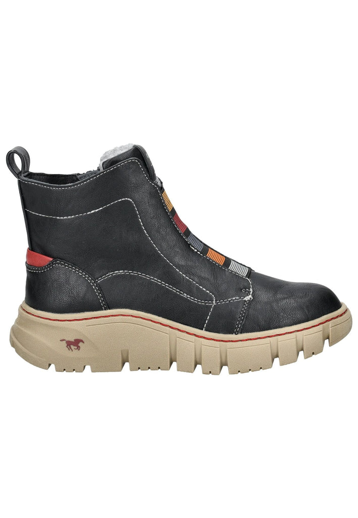 Mustang Stiefelette Lederimitat Schwarz Warmfutter