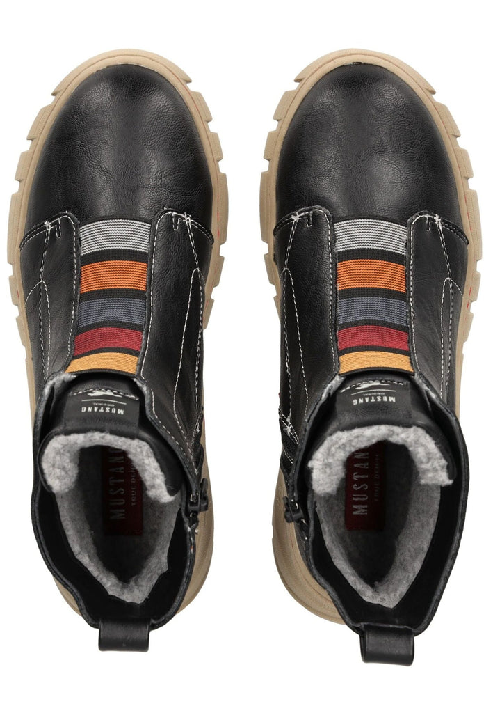 Mustang Stiefelette Lederimitat Schwarz Warmfutter