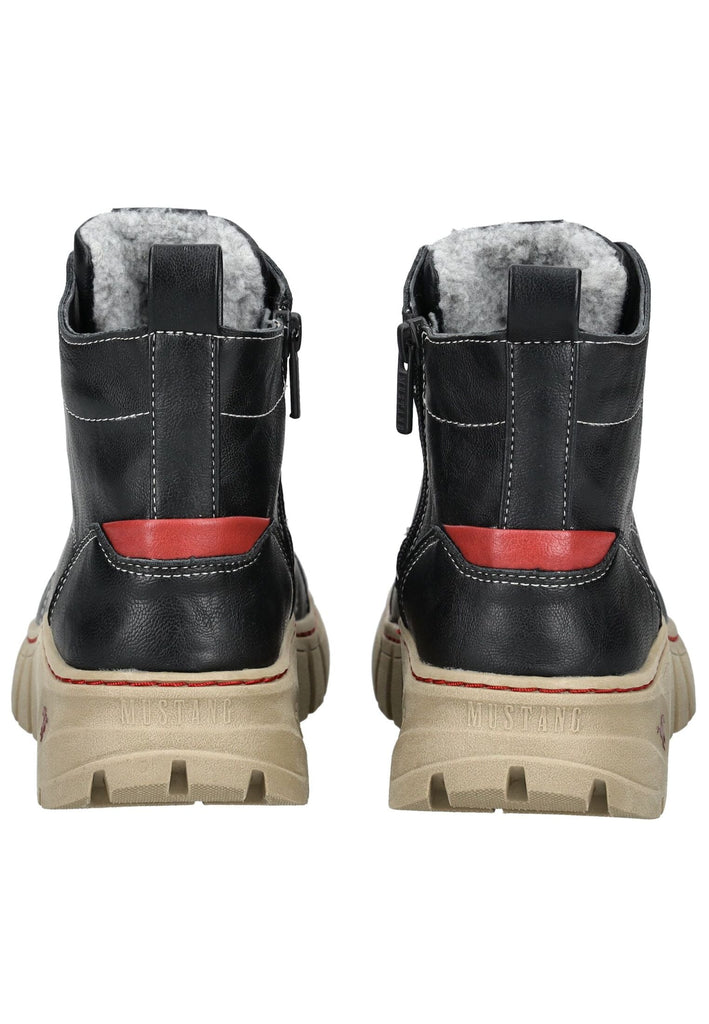 Mustang Stiefelette Lederimitat Schwarz Warmfutter