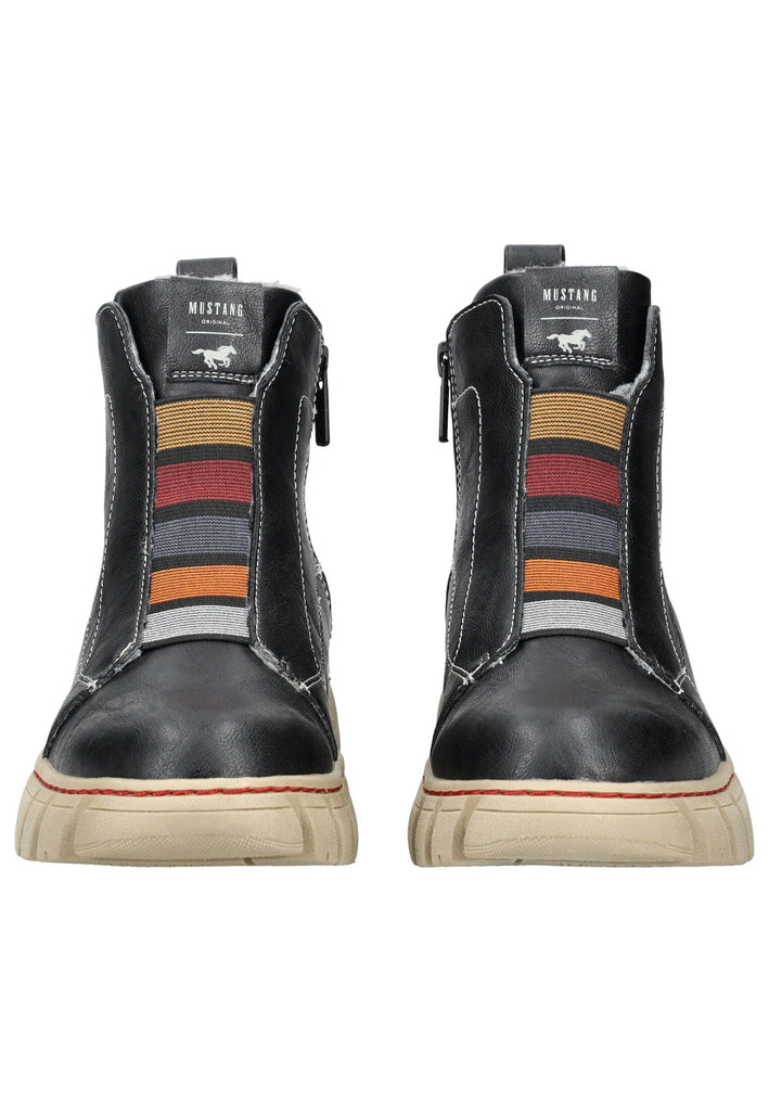 Mustang Stiefelette Lederimitat Schwarz Warmfutter