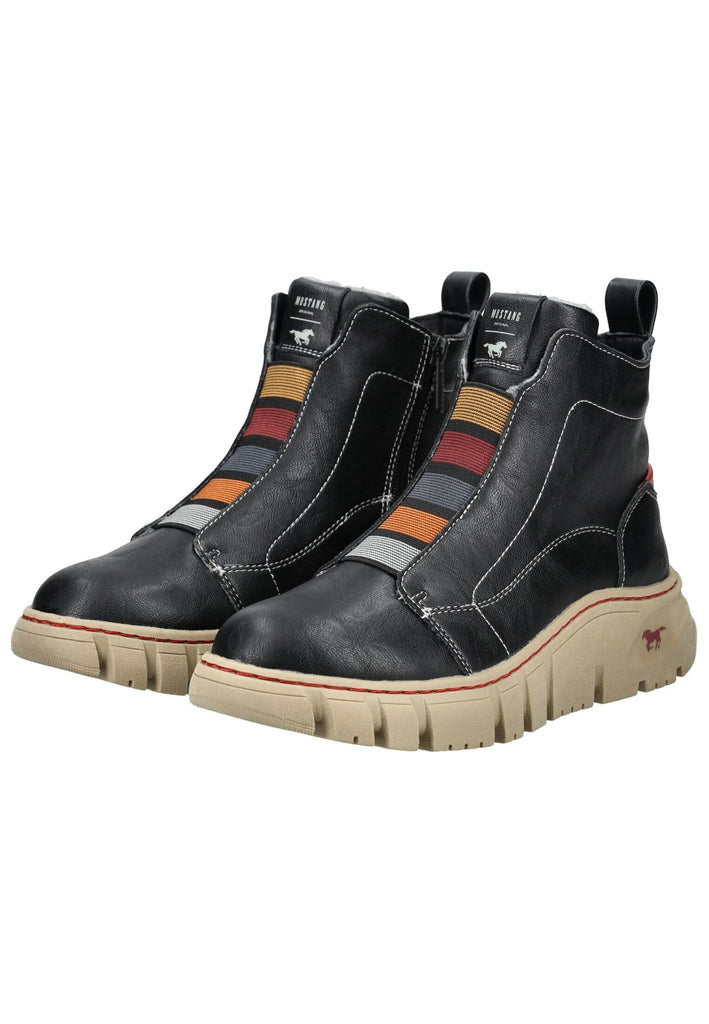 Mustang Stiefelette Lederimitat Schwarz Warmfutter