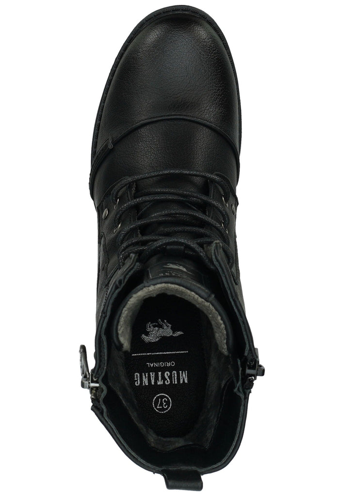 Mustang Stiefelette Lederimitat Schwarz Warmfutter